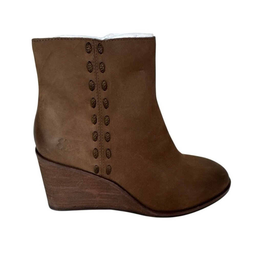 Lucky Brand Zandia Women's 6B Leather Zip Wedge Ankle Bootie Boot‎ New/Sample